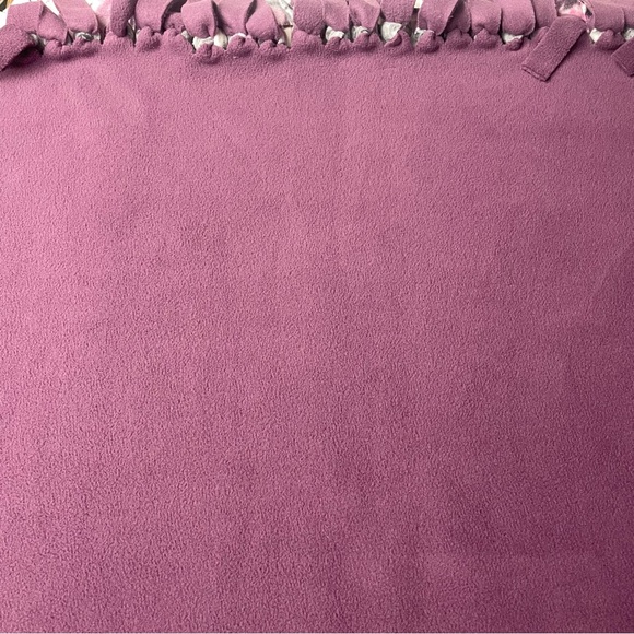 Purple and Gray Floral Handmade Tie Fleece Blanket main image 2